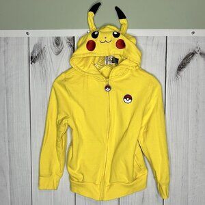 Pokémon Pikachu Unisex Zip Up Hoodie Sweatshirt Size M Yellow